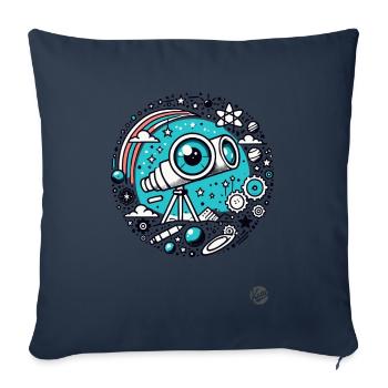 Télescope « Oeil de l’astronomie » - Housse de coussin décorative 45 x 45 cm - bleu marine - Devant