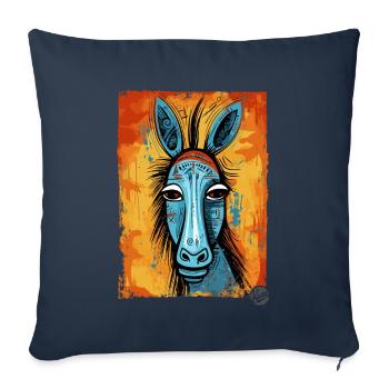 Âne astucieux dans le style cubiste tribal - Housse de coussin décorative 45 x 45 cm - bleu marine - Devant