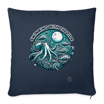 Moon and tide, swimming in the ocean with fish - Sofa pillowcase 17,3'' x 17,3'' (45 x 45 cm) - navy - Front