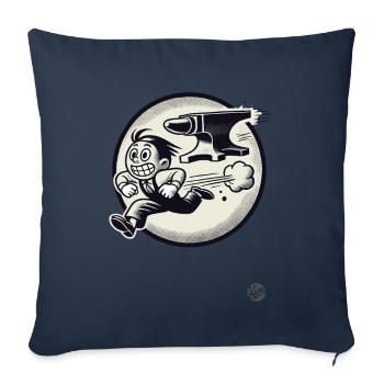 Dessin animé rétro : Fuir les problèmes et l’enclume - Housse de coussin décorative 45 x 45 cm - bleu marine - Devant