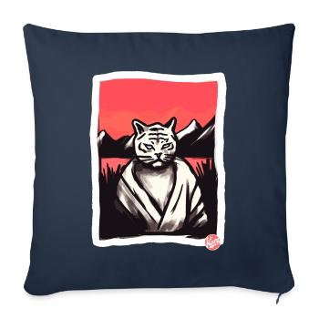 Arts Martiaux Asiatiques Chat Tigre - Housse de coussin décorative 45 x 45 cm - bleu marine - Devant