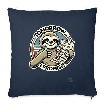 Promised to do nothing, sloth to-do list - Sofa pillowcase 17,3'' x 17,3'' (45 x 45 cm) - navy - Front