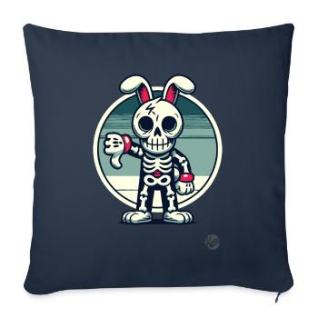 Lapin squelette effrayant avec les pouces vers le bas - Housse de coussin décorative 45 x 45 cm - bleu marine - Devant