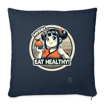 Cheerful healthy cartoon girl with fruit - Sofa pillowcase 17,3'' x 17,3'' (45 x 45 cm) - navy - Front