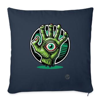 Main Mutant Zombie Vert avec Œil - Housse de coussin décorative 45 x 45 cm - bleu marine - Devant