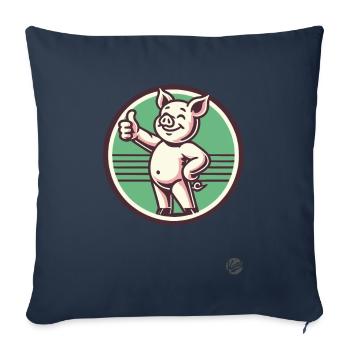 Thumbs Up – Funny Pig - Sofa pillowcase 17,3'' x 17,3'' (45 x 45 cm) - navy - Front