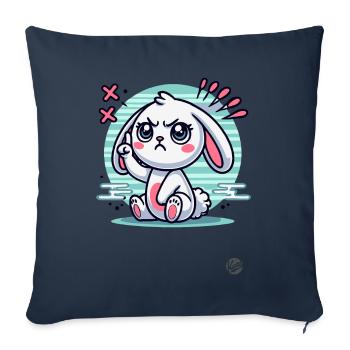 Cute white bunny pointing finger - Sofa pillowcase 17,3'' x 17,3'' (45 x 45 cm) - navy - Front