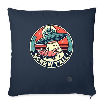 Alien Abduction Pig: Fuck You All! - Sofa pillowcase 17,3'' x 17,3'' (45 x 45 cm) - navy - Front