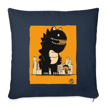 Le sympathique monstre Kaiju - Housse de coussin décorative 45 x 45 cm - bleu marine - Devant