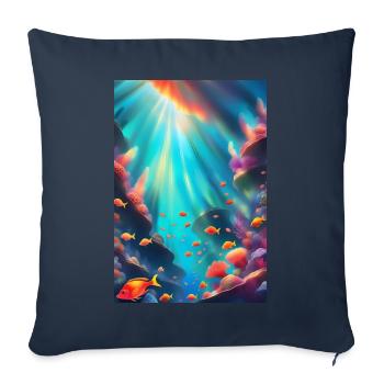 Récif corallien sous-marin - Housse de coussin décorative 45 x 45 cm - bleu marine - Devant