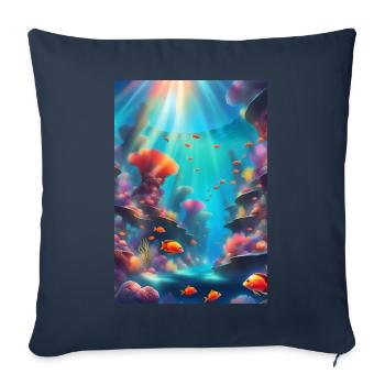 Récifs coralliens tropicaux - Housse de coussin décorative 45 x 45 cm - bleu marine - Devant