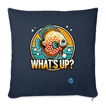 Aquarium discus fish: What's going on? - Sofa pillowcase 17,3'' x 17,3'' (45 x 45 cm) - navy - Front