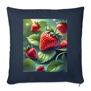 Un tas de fraises fraîchement cueillies - Housse de coussin décorative 45 x 45 cm - bleu marine - Devant
