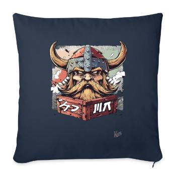 Déballage d’un guerrier viking - Housse de coussin décorative 45 x 45 cm - bleu marine - Devant