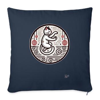 Chat de méditation Tai Chi - Housse de coussin décorative 45 x 45 cm - bleu marine - Devant