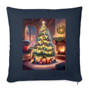 Noël à la maison - Housse de coussin décorative 45 x 45 cm - bleu marine - Devant