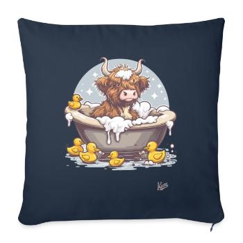 Cow and bull – bathing day with yellow rubber ducks - Sofa pillowcase 17,3'' x 17,3'' (45 x 45 cm) - navy - Front
