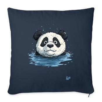 Little panda in the water - Sofa pillowcase 17,3'' x 17,3'' (45 x 45 cm) - navy - Front