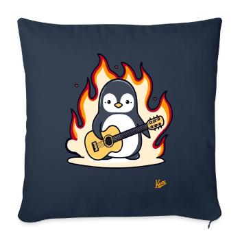 Musique Guitare Pingouin - Housse de coussin décorative 45 x 45 cm - bleu marine - Devant