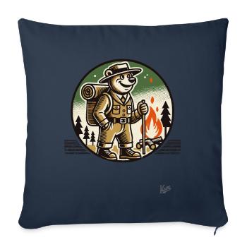 Hiker and Camping Bear - Sofa pillowcase 17,3'' x 17,3'' (45 x 45 cm) - navy - Front