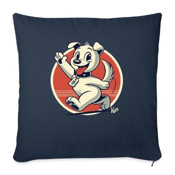 Chien de dessin animé rétro se promène - Housse de coussin décorative 45 x 45 cm - bleu marine - Devant