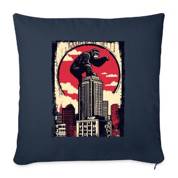 Lustiger Schimpanse klettert auf Wolkenkratzer - Sofakissenbezug 45 x 45 cm - Navy - Vorne
