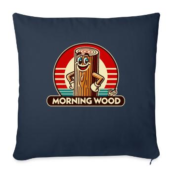 Matin bois, bois dit bonjour ! - Housse de coussin décorative 45 x 45 cm - bleu marine - Devant