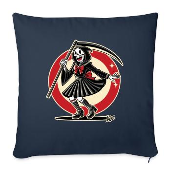 Cheerful Grim Reaper dressed as a schoolgirl - Sofa pillowcase 17,3'' x 17,3'' (45 x 45 cm) - navy - Front