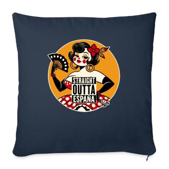 Danseuse de flamenco Bombshell Woman : Directement d’Espagne - Housse de coussin décorative 45 x 45 cm - bleu marine - Devant