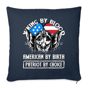 Viking par le sang américain par naissance patriote par - Housse de coussin décorative 45 x 45 cm - bleu marine - Devant