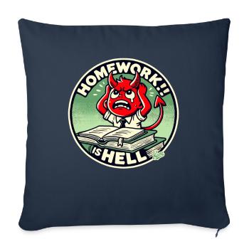 Petit diable d’écolier dans l’enfer des devoirs - Housse de coussin décorative 45 x 45 cm - bleu marine - Devant