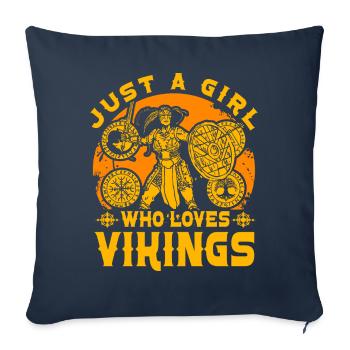Juste une fille qui aime les Vikings - Housse de coussin décorative 45 x 45 cm - bleu marine - Devant