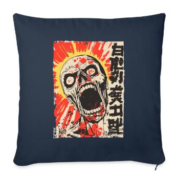 Crâne japonais hurlant - Housse de coussin décorative 45 x 45 cm - bleu marine - Devant