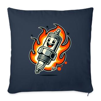 Bougie d’allumage joyeuse en feu - Housse de coussin décorative 45 x 45 cm - bleu marine - Devant