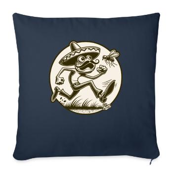 Grenouille mexicaine au sombrero - Housse de coussin décorative 45 x 45 cm - bleu marine - Devant