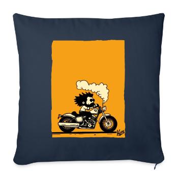 En route pour l’autoroute - Motard - Housse de coussin décorative 45 x 45 cm - bleu marine - Devant