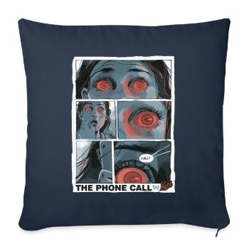 Bande dessinée sur l’horreur de l’appel téléphonique des milléniaux - Housse de coussin décorative 45 x 45 cm - bleu marine - Devant