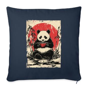 Panda avec soupe dans une forêt de bambous - Housse de coussin décorative 45 x 45 cm - bleu marine - Devant