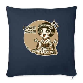 Geisha japonaise chibi - Housse de coussin décorative 45 x 45 cm - bleu marine - Devant