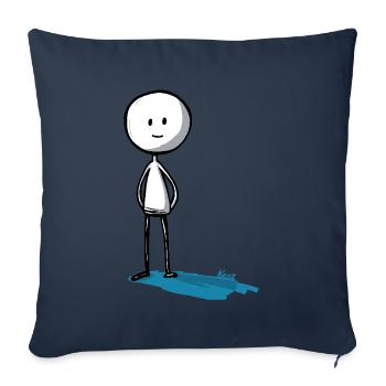 Minimaliste et drôle, le bonhomme allumette - Housse de coussin décorative 45 x 45 cm - bleu marine - Devant