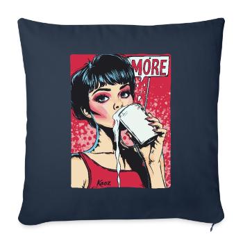 Une femme boit plus de lait - Housse de coussin décorative 45 x 45 cm - bleu marine - Devant