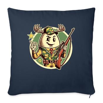 Oeuf de chasseur avec bois de cerf - Housse de coussin décorative 45 x 45 cm - bleu marine - Devant