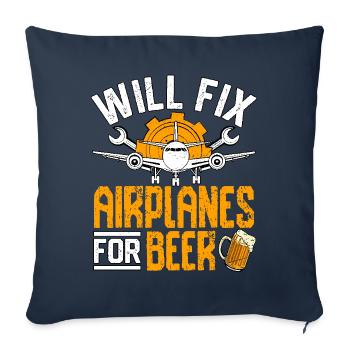 Réparera les avions pour la bière - Housse de coussin décorative 45 x 45 cm - bleu marine - Devant