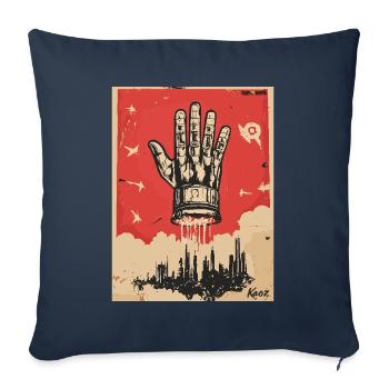 Die Hand im Propaganda Stil - Sofakissenbezug 45 x 45 cm - Navy - Vorne