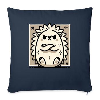 Hérisson mignon boudeur et offensé - Housse de coussin décorative 45 x 45 cm - bleu marine - Devant