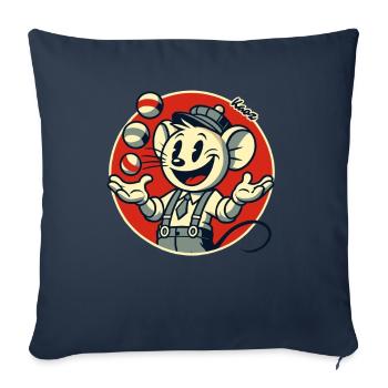 Drôle de souris rétro en tant que jongleur - Housse de coussin décorative 45 x 45 cm - bleu marine - Devant