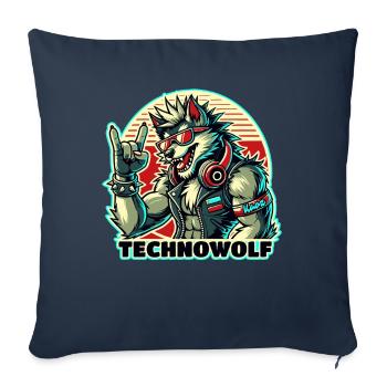 Techno-Wolf: Electronic Music Beats - Sofa pillowcase 17,3'' x 17,3'' (45 x 45 cm) - navy - Front