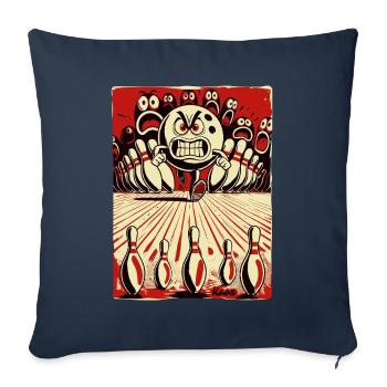 Bowling Showdown : Boule de bowling contre quilles - Housse de coussin décorative 45 x 45 cm - bleu marine - Devant