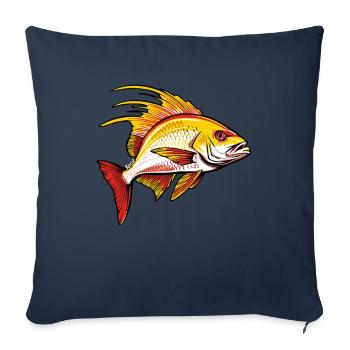 Poissons rouges et dorés - Housse de coussin décorative 45 x 45 cm - bleu marine - Devant