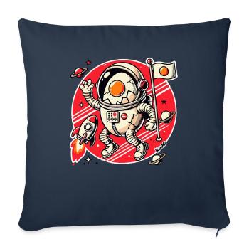 Oeuf d’astronaute avec fusée dans l’espace avec planète - Housse de coussin décorative 45 x 45 cm - bleu marine - Devant
